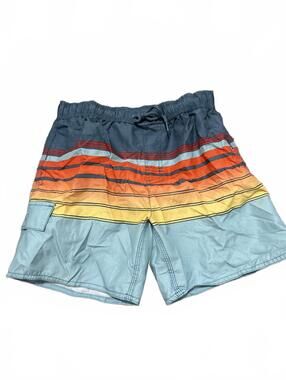 U.S. Apparel Swim Shorts Striped Elastic Waist - Boys XL